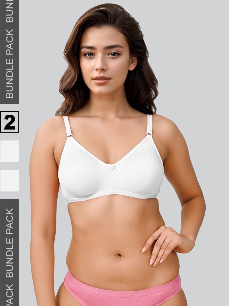     			lux venus White Cotton Non Padded Women's Everyday Bra ( Pack of 2 )