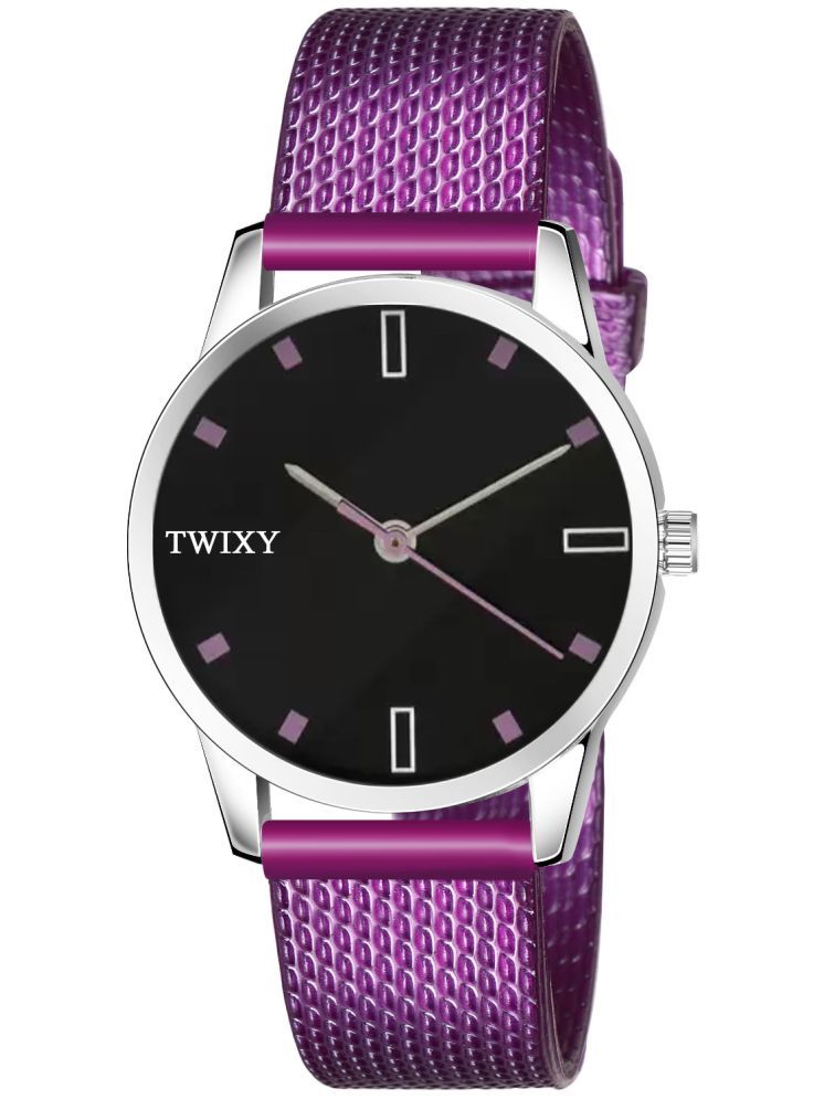     			twixy Purple PU Analog Womens Watch