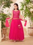 Aarika Georgette Lehenga Choli Set For Girls ( Pack of 1 , Pink )