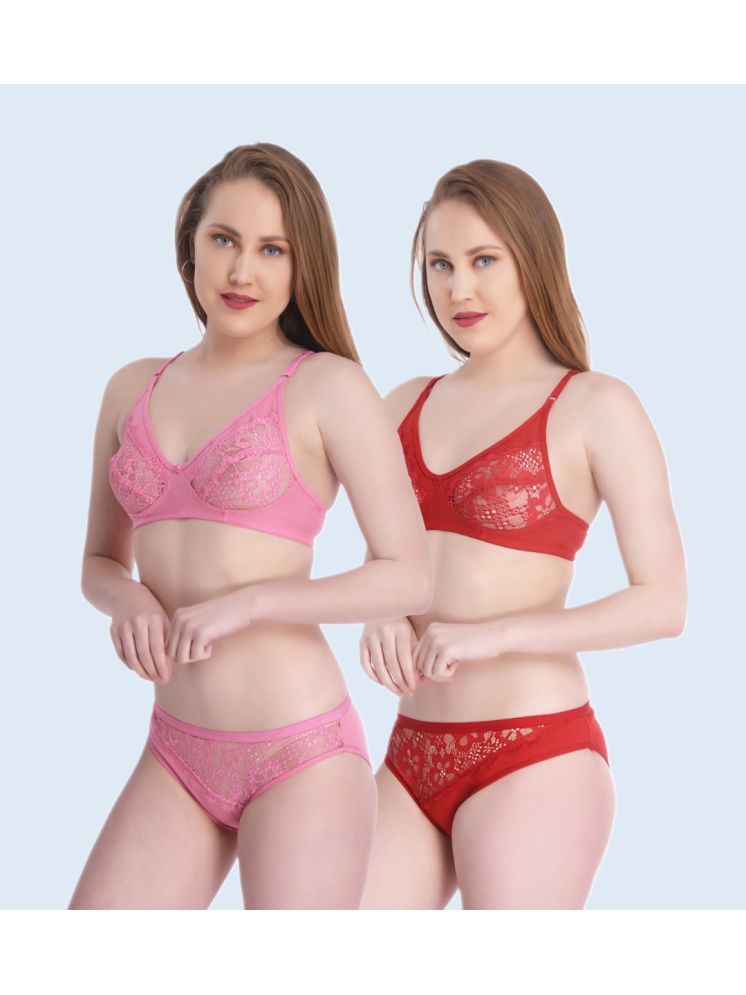     			ACHIEVER LINGERIE Multicolor Lace Women's Bra & Panty Set ( Pack of 2 )