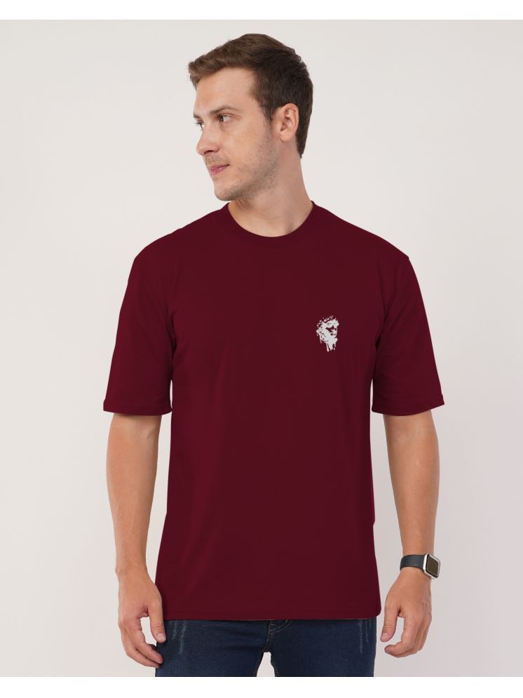     			AUSK Cotton Oversized Fit Printed Half Sleeves Men's T-Shirt - Maroon ( Pack of 1 )