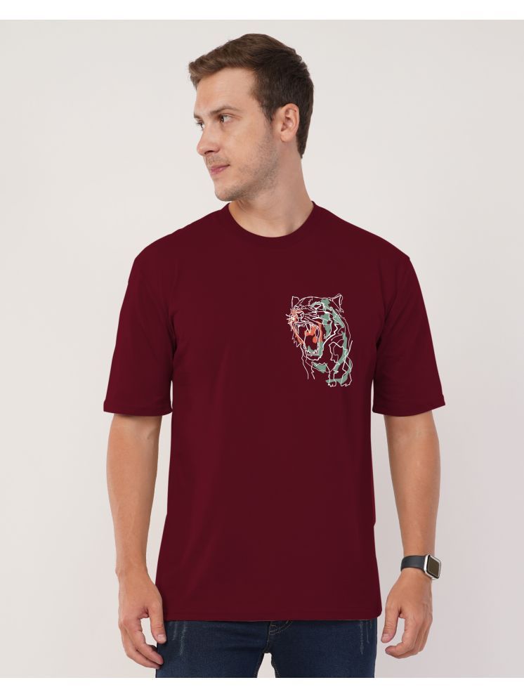     			AUSK Cotton Oversized Fit Printed Half Sleeves Men's T-Shirt - Maroon ( Pack of 1 )