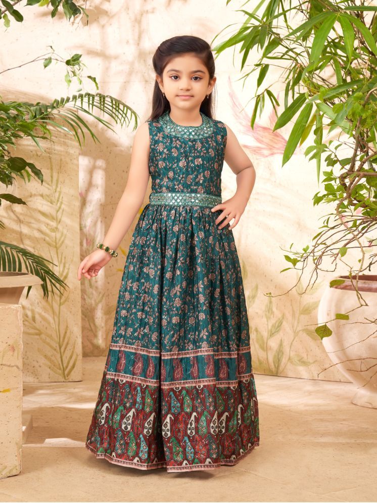     			Aarika Green Silk Girls Gown ( Pack of 1 )