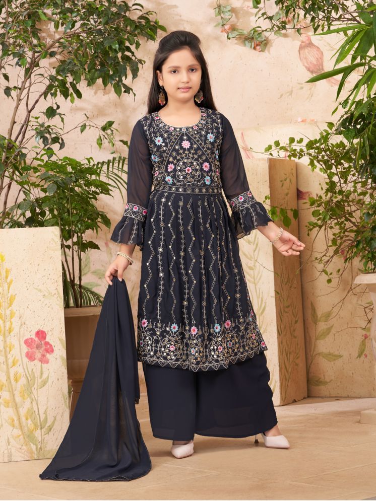     			Aarika Navy Blue Georgette Girls Suit Sets ( Pack of 1 )