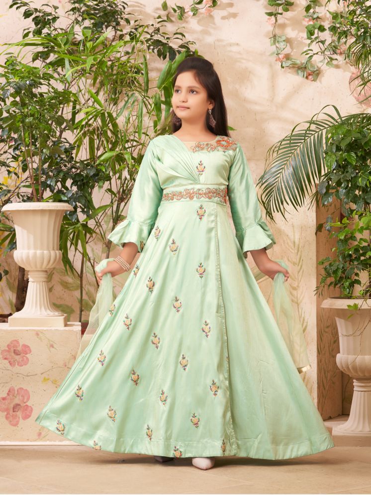     			Aarika Sea Green Silk Girls Gown ( Pack of 1 )