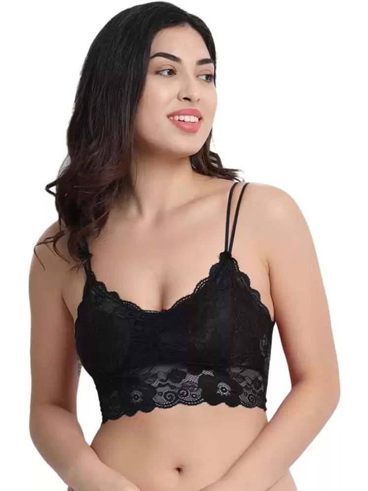     			ComfyStyle Black Lace Lightly Padded Women's Bralette Bra ( Pack of 1 )