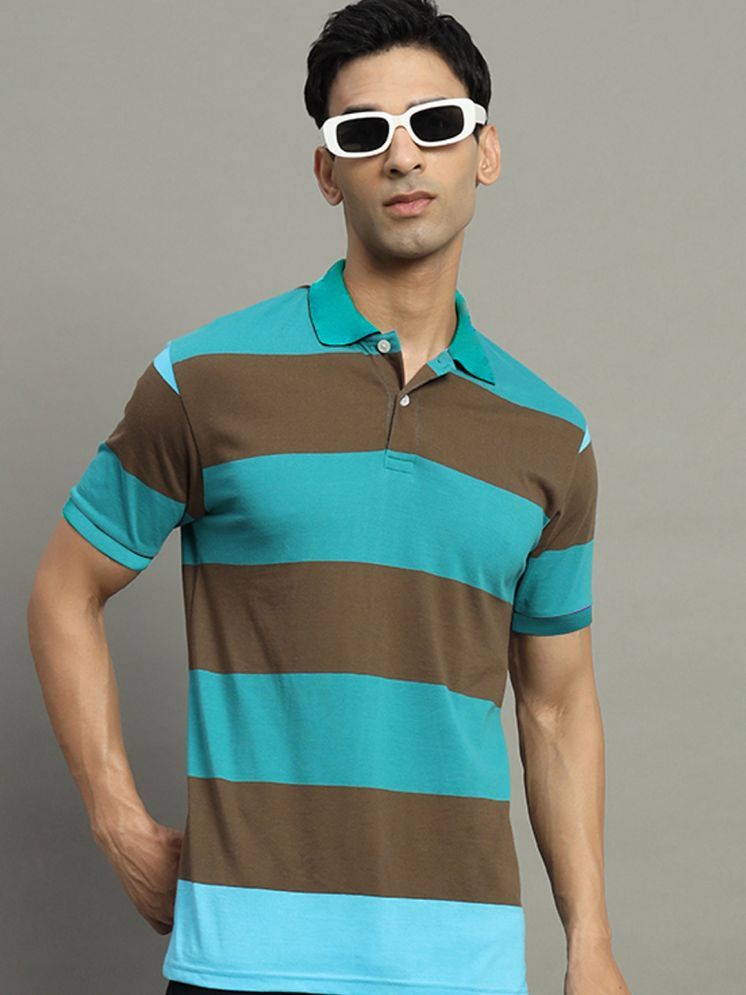     			GET GOLF Cotton Blend Regular Fit Striped Half Sleeves Men's Polo T Shirt - Green ( Pack of 1 )