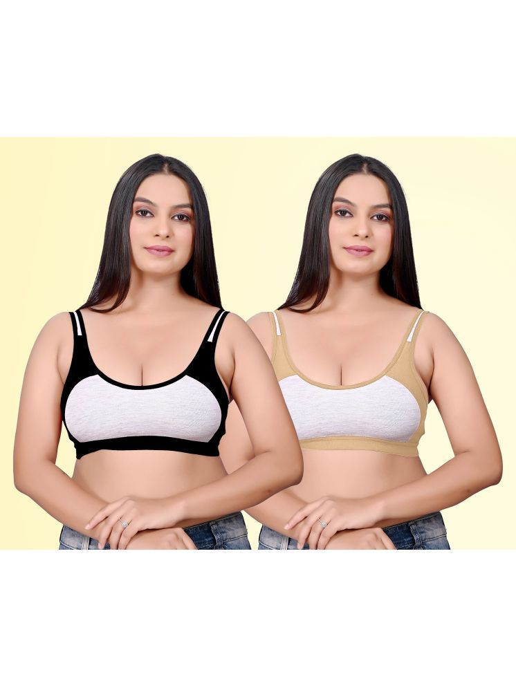     			HAYA Pack of 2 Cotton Non Padded Women's Everyday Bra ( Multicolor ) Rima Sports D706