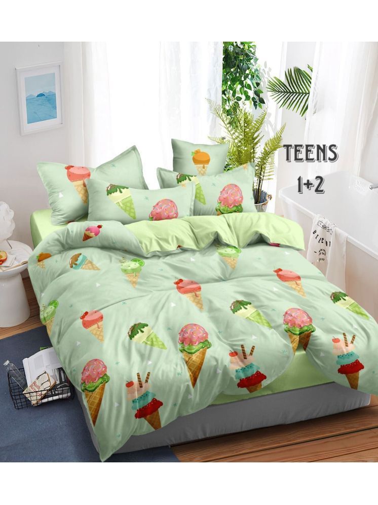     			HOME DELIGHT Glace Cotton Graphic 1 Double Bedsheet with 2 Pillow Covers - Multicolor