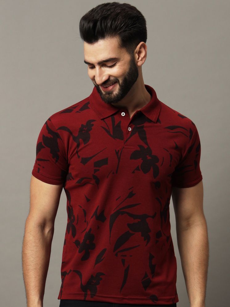     			Hushbucks Cotton Blend Regular Fit Printed Half Sleeves Men's Polo T Shirt - Maroon ( Pack of 1 )