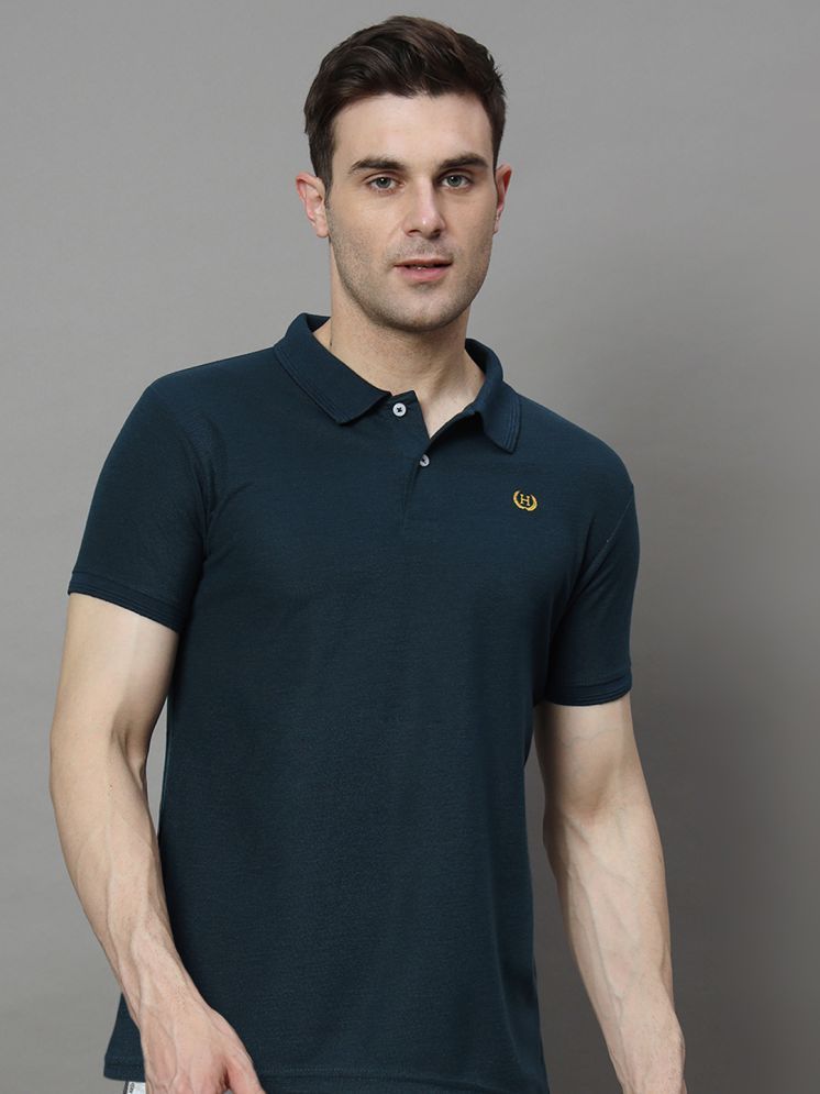     			Hushbucks Cotton Blend Regular Fit Solid Half Sleeves Men's Polo T Shirt - Dark Green ( Pack of 1 )