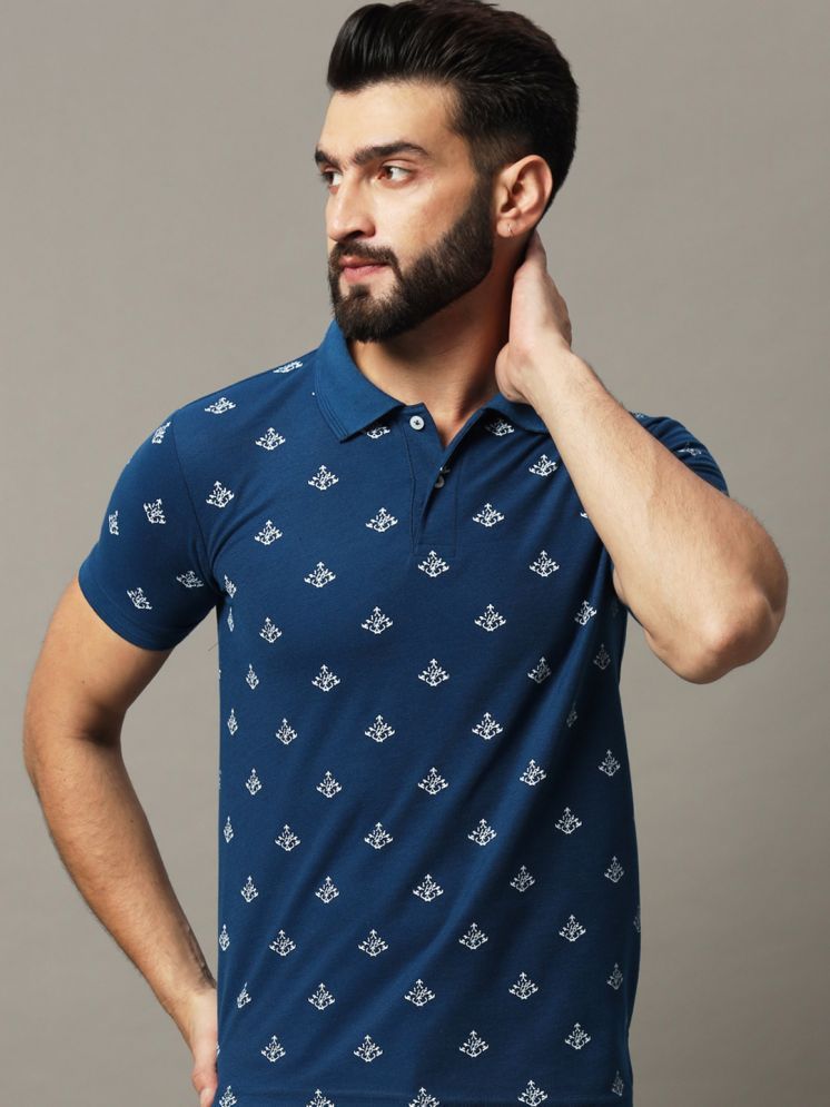     			Hushbucks Cotton Blend Regular Fit Printed Half Sleeves Men's Polo T Shirt - Navy Blue ( Pack of 1 )