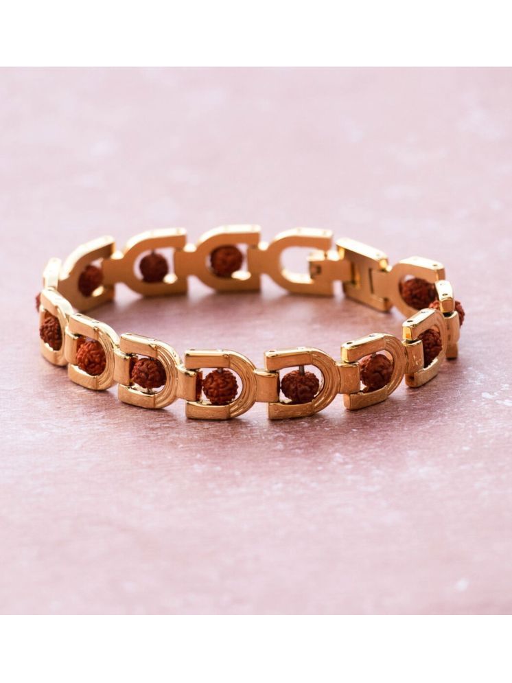     			Japam Gold Plated Prime Rudraksha Bracelet - Curves | One Size | Length 8 inches