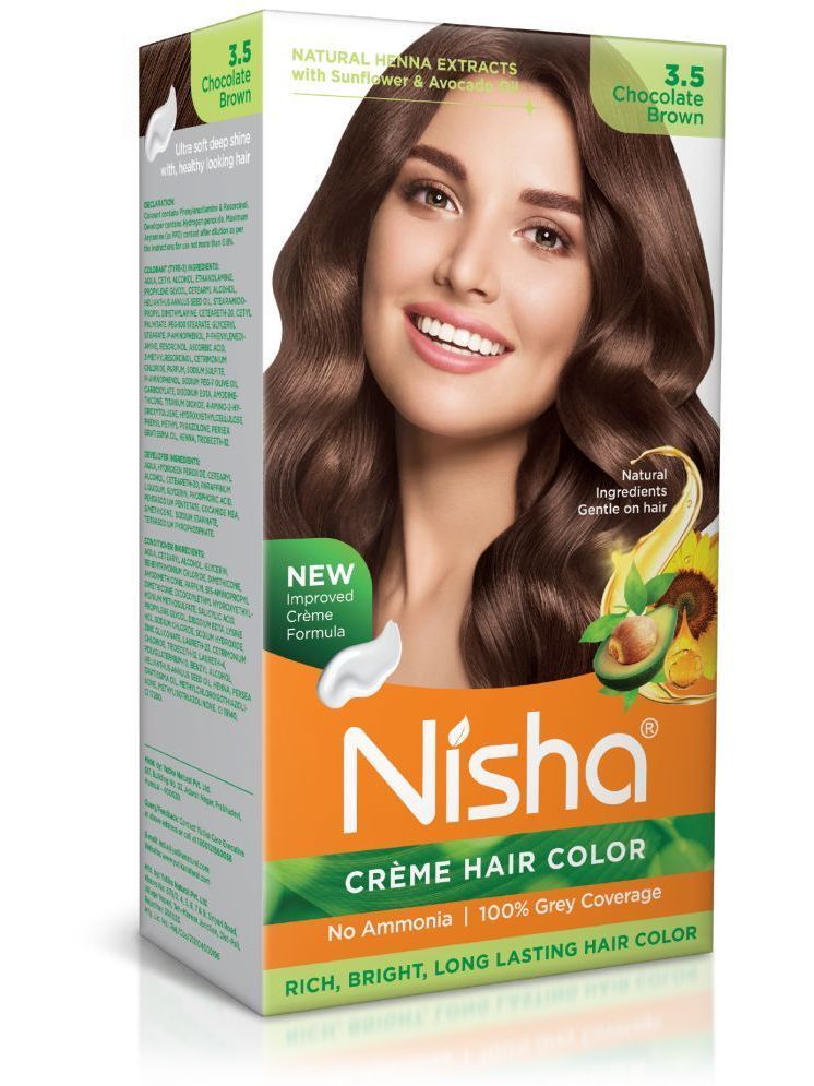     			Nisha Creme Hair Color 3.5 Chocolate Brown 120g, Permanent Hair Color for Women Men, Ammonia Free Hair Colour