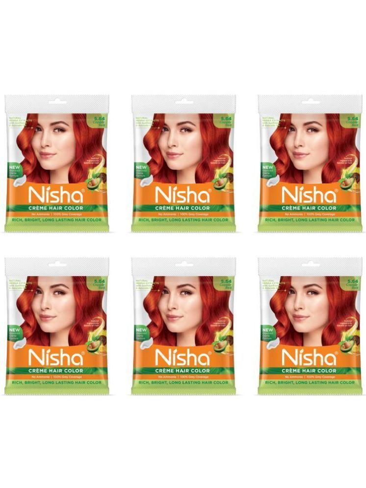     			Nisha Creme Hair Color Copper Red 40g Pack of 6, Permanent Hair Color for Women Men, No Ammonia, 100% Grey Coverage