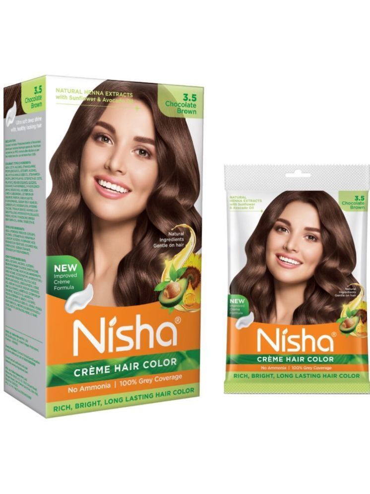     			Nisha Creme Hair Color Combo Pack 3.5 Chocolate Brown (120g Box & 40g Pouch), Ammonia Free Permanent Hair Colour