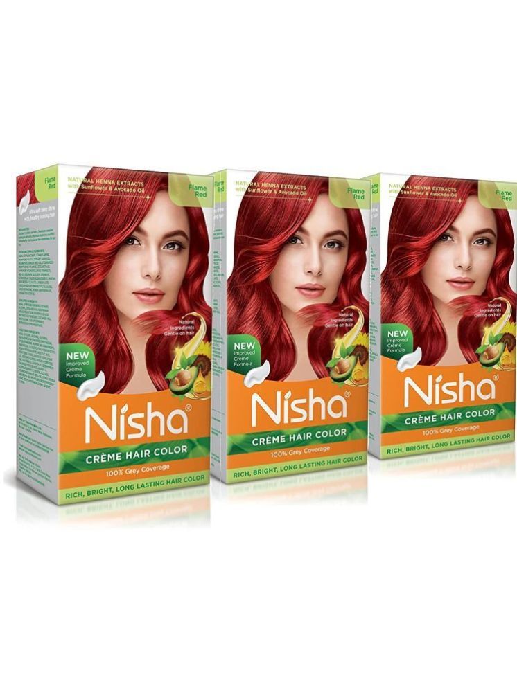     			Nisha Creme Hair Color Flame Red 150g Pack of 3, Permanent Hair Colour, 100% Grey Coverage, Long Lasting Hair Colour