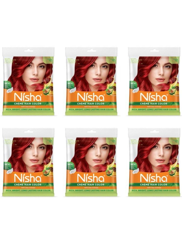     			Nisha Creme Hair Color Flame Red 50g Pack of 6, Permanent Hair Colour for Women & Men, Long Lasting Hair Color