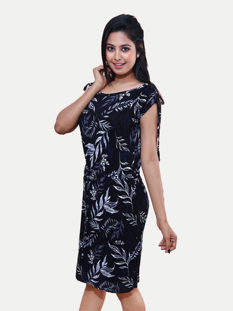     			Radprix Cotton Printed Knee Length Women's Shift Dress - Black ( Pack of 1 )