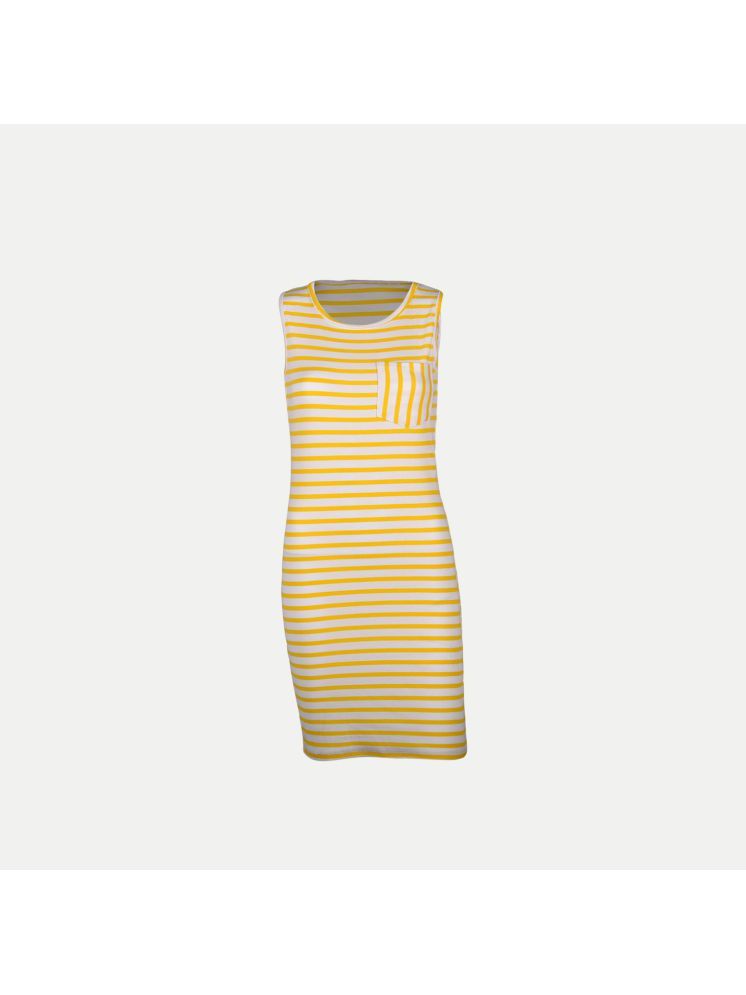     			Radprix Cotton Striped Knee Length Women's Shift Dress - Yellow ( Pack of 1 )