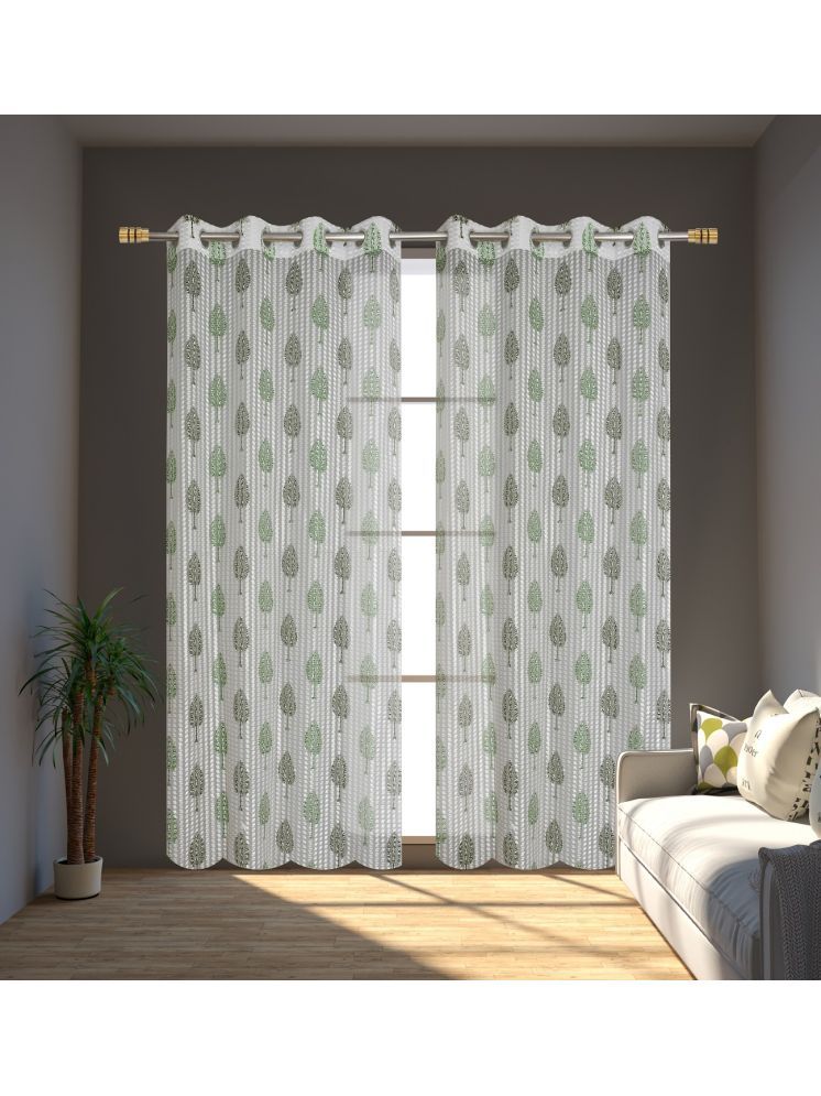     			SWIZIER Nature Semi-Transparent Eyelet Curtain 5 ft ( Pack of 2 ) - Green