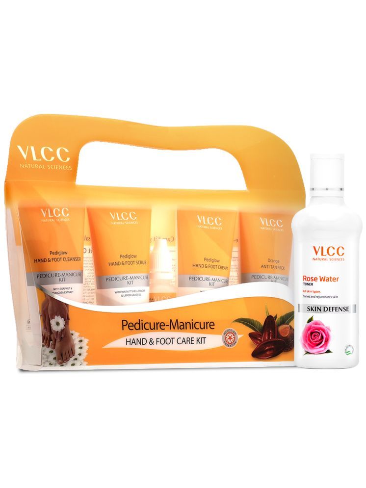     			VLCC Pedicure Manicure Kit & Rose Water Toner Combo-Soft & Glowing Skin (210g +100ml)