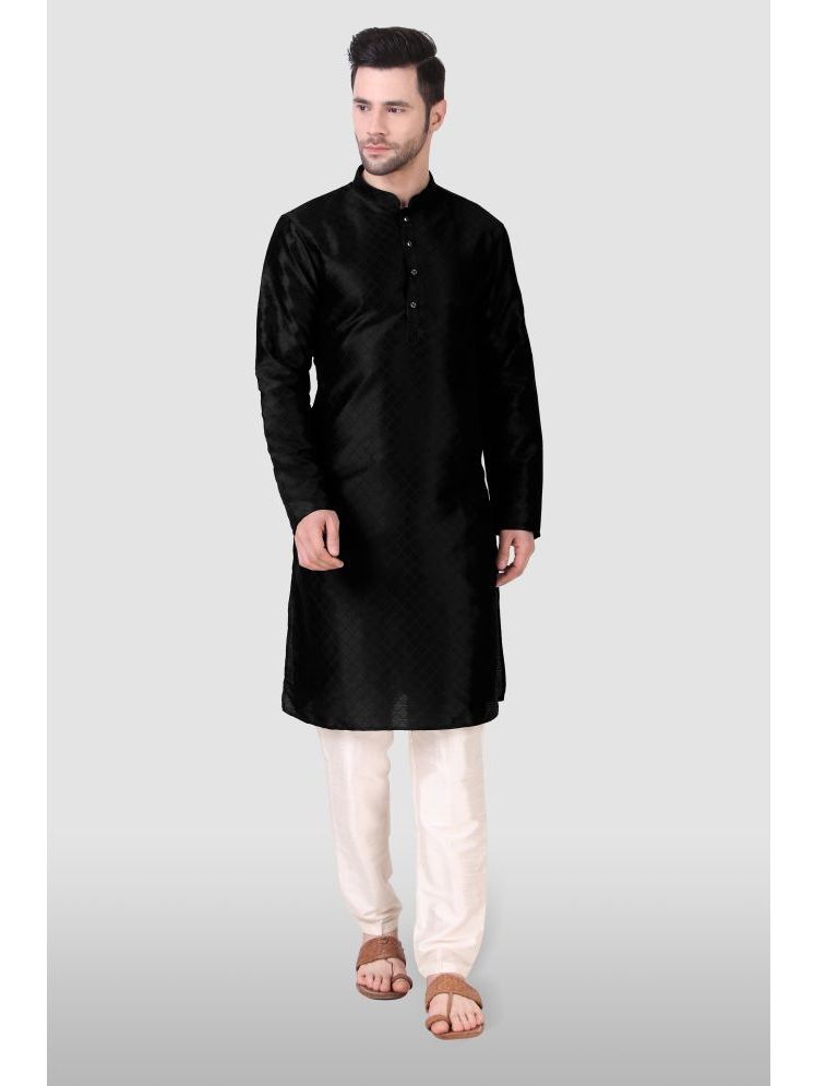     			koshin Black Silk Men's Regular Kurta ( Pack of 1 )