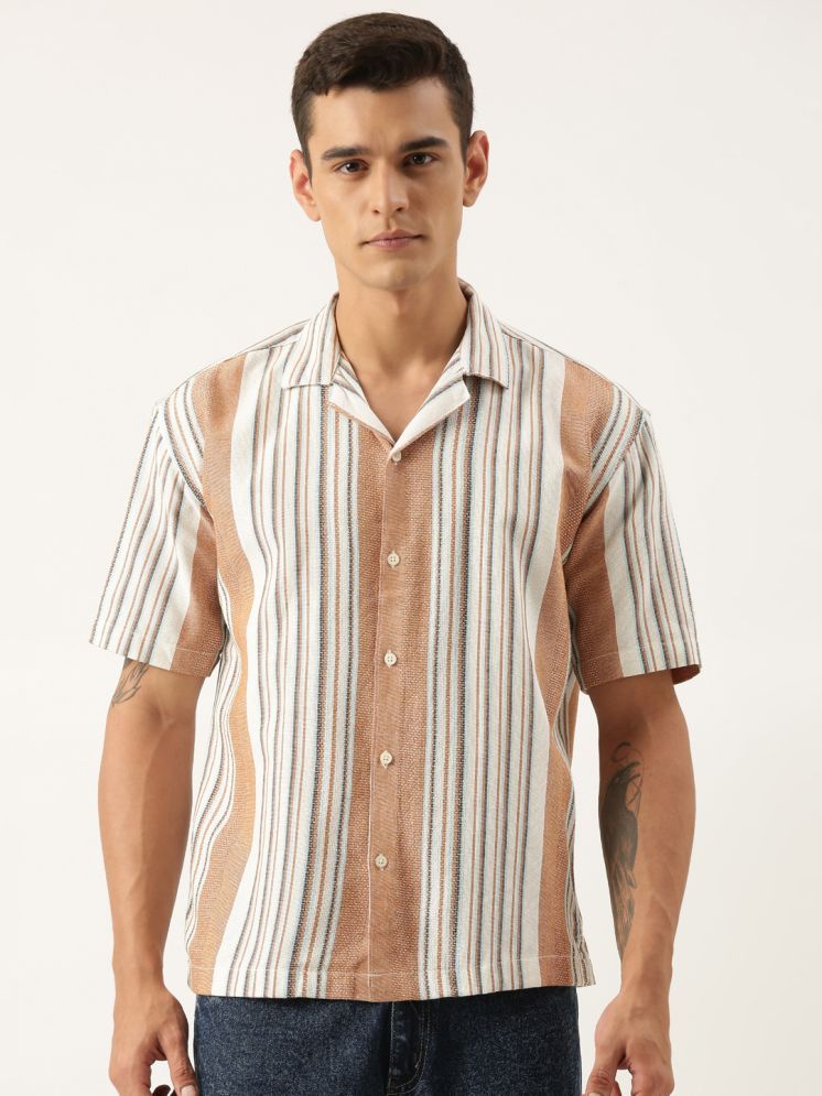     			roller fashions 100% Cotton Oversized Fit Striped Half Sleeves Men's Casual Shirt - Brown ( Pack of 1 )