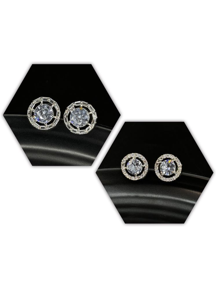     			Charms White Stud Earrings ( Pack of 2 )