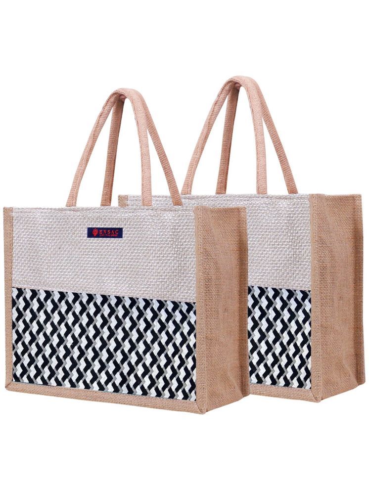     			ENSAC Black Jute Tote Bag