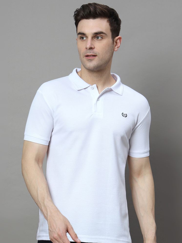     			Hushbucks Cotton Blend Regular Fit Solid Half Sleeves Men's Polo T Shirt - White ( Pack of 1 )