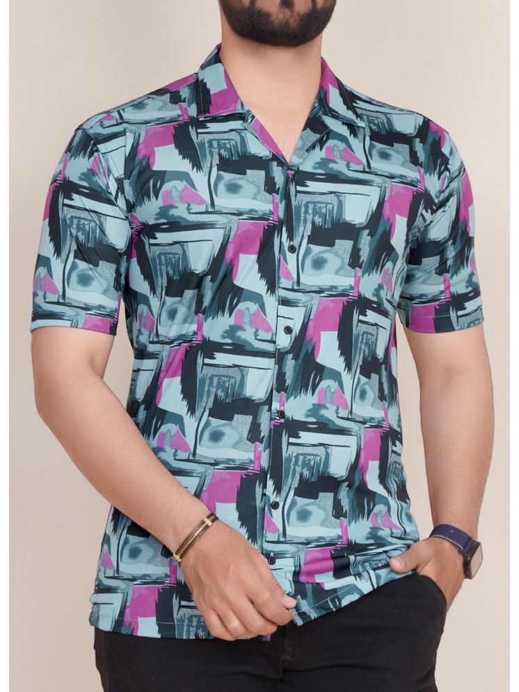     			KAJARU Polyester Regular Fit Printed Half Sleeves Men's Casual Shirt - Mint Green ( Pack of 1 )