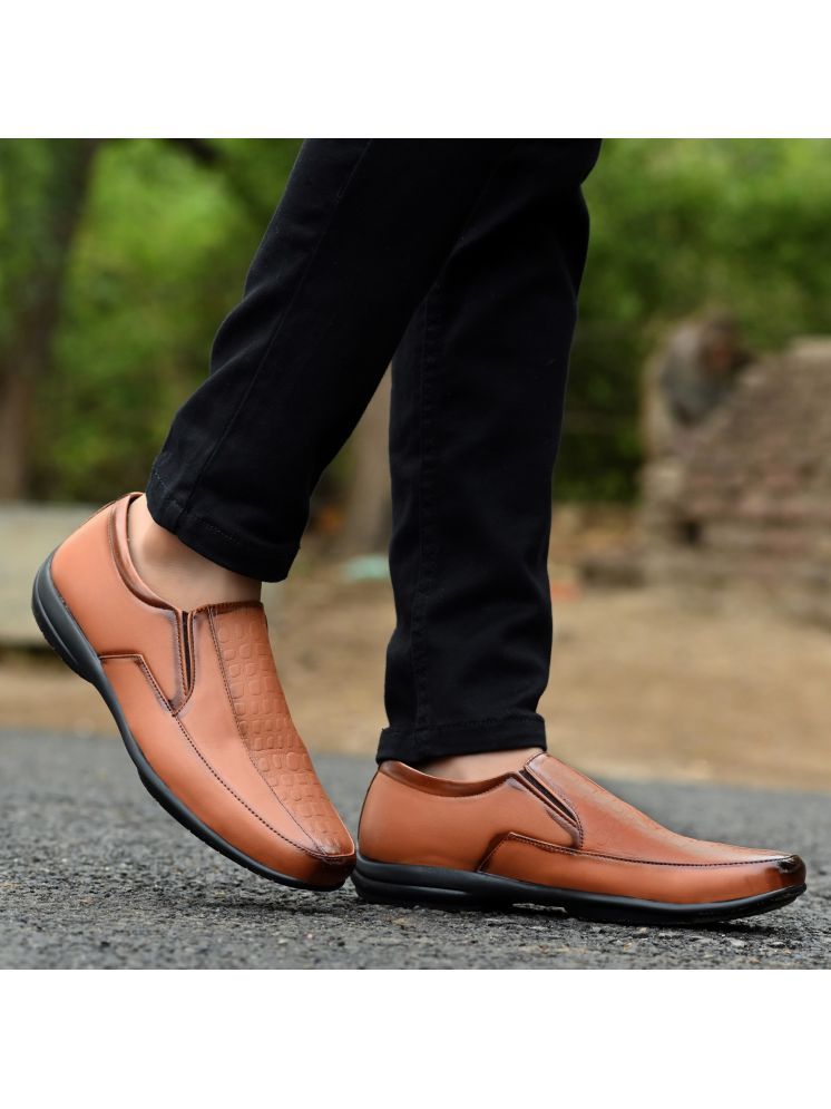     			POS Planet of Shoes Tan Men's Slip On Formal Shoes