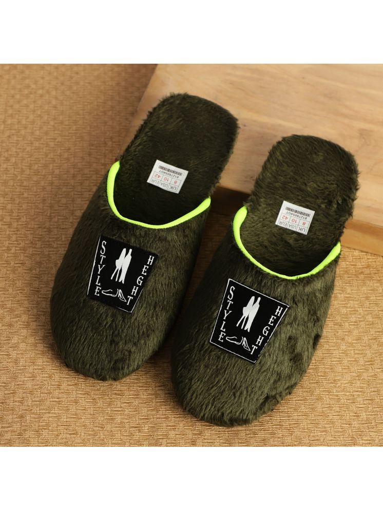     			Style Height Green Men's Fur Slipper