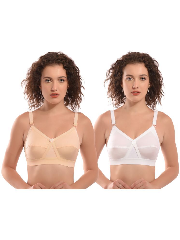     			Viral Girl White Cotton Non Padded Women's Everyday Bra ( Pack of 2 )