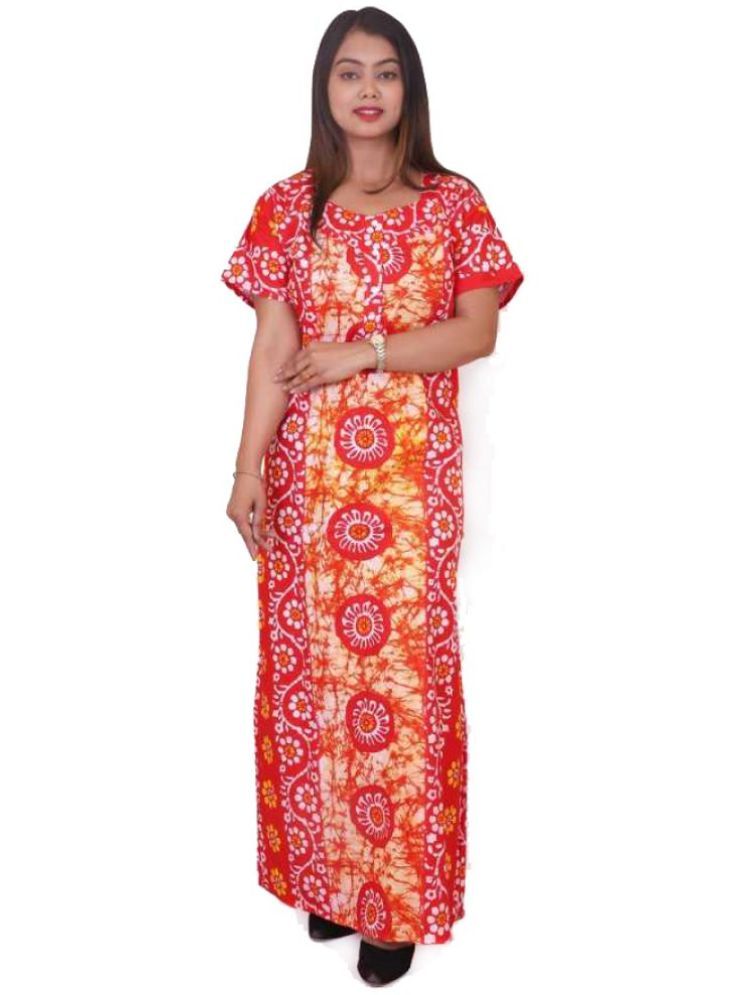     			Wristy Red Cotton Women's Nightwear Nighty & Night Gowns ( Pack of 1 )