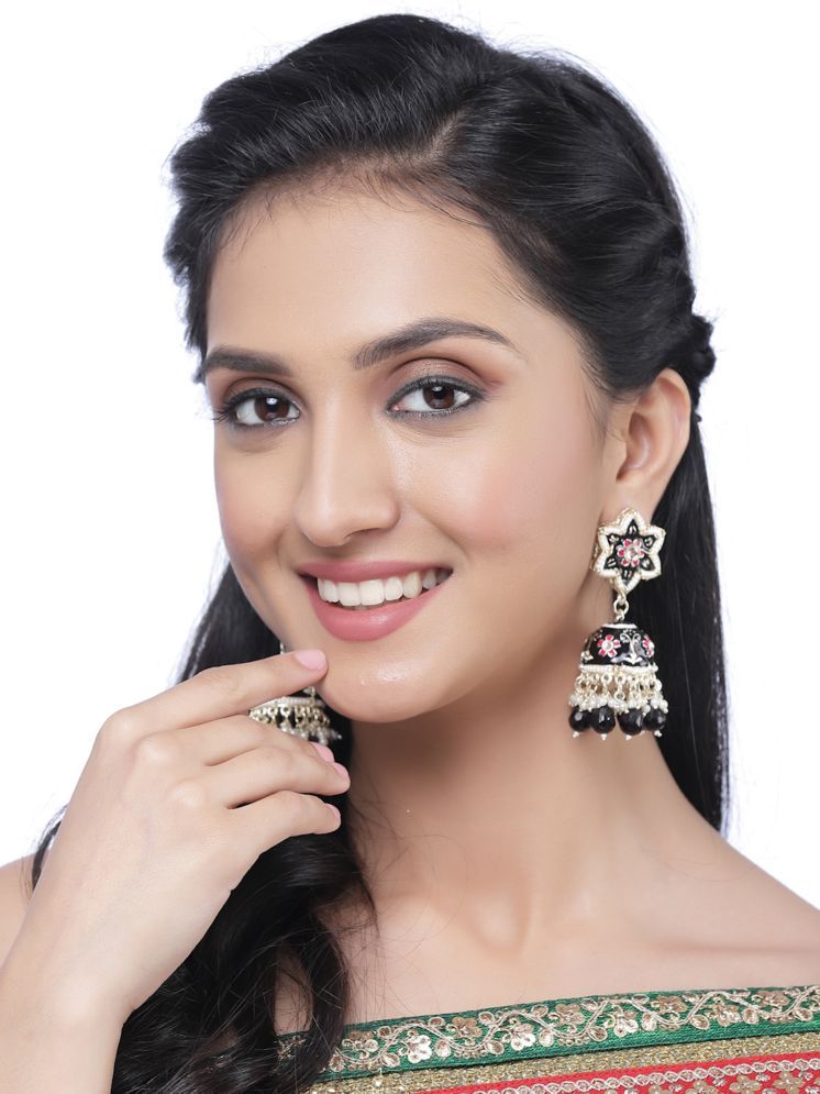     			Zeneme Black Jhumki Earrings ( Pack of 1 )