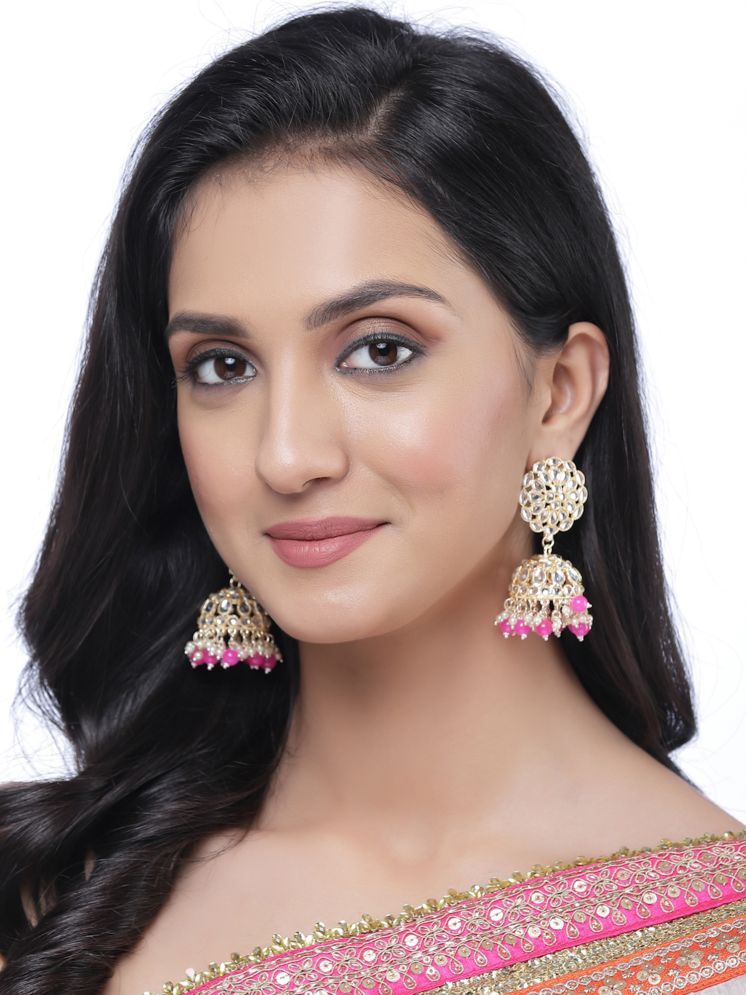     			Zeneme Light Pink Jhumki Earrings ( Pack of 1 )