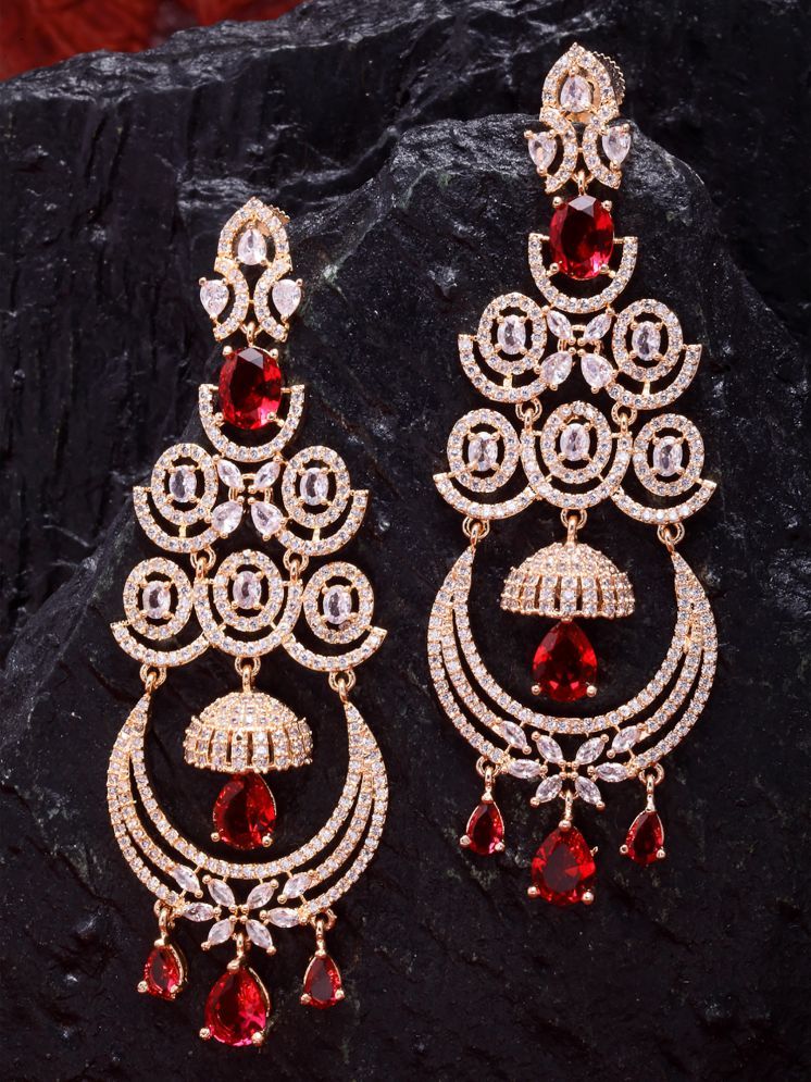     			Zeneme Red Danglers Earrings ( Pack of 1 )