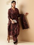 Vbuyz Cotton Printed Kurti With Palazzo Women's Stitched Salwar Suit - Red ( Pack of 1 )