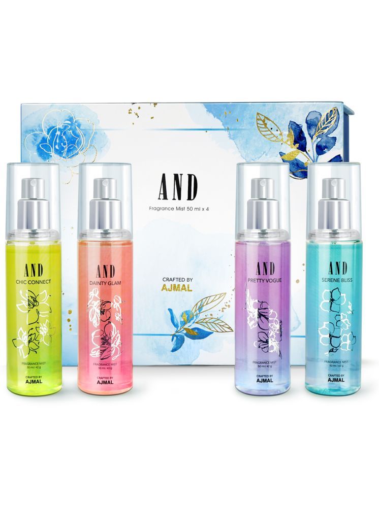     			AND Body Mist Gift Set for Women with Chic Connect, Dainty Glam, Pretty Vogue & Serene Bliss Refreshing Fruity & Floral |Long Lasting Fragrance (Pack of 4) of 50ml Each