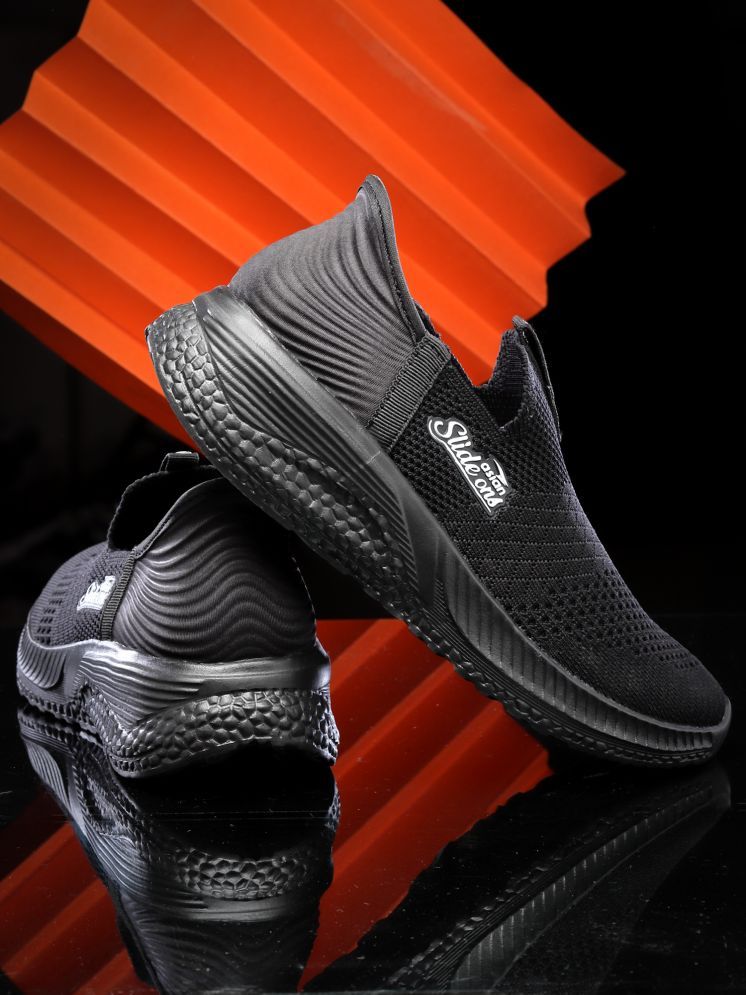     			ASIAN SLIDE-ON-GENTS-13 Black Men's Sports Running Shoes