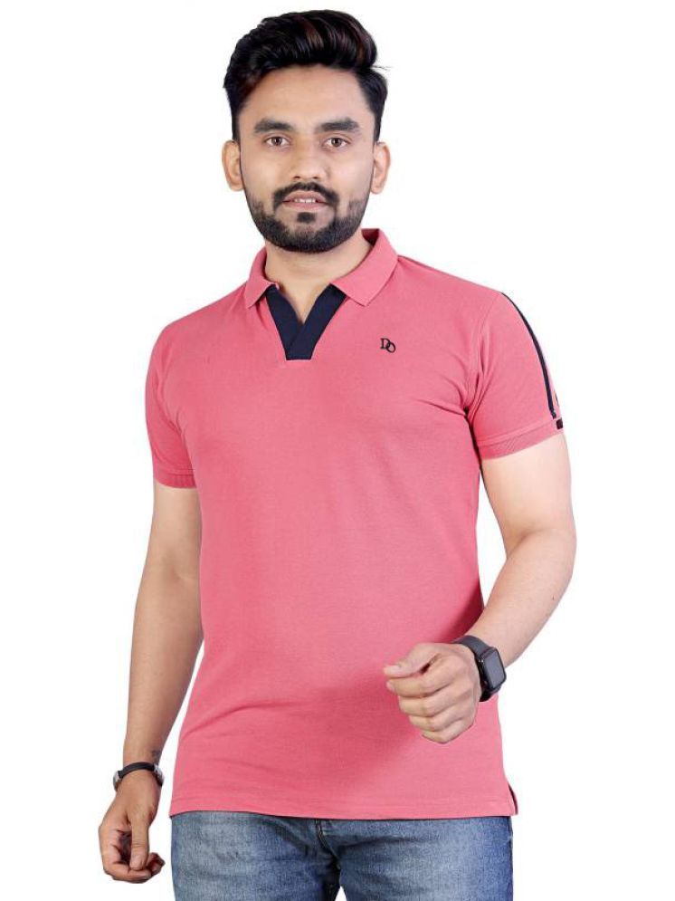     			DAAWEAR OUTFITS Lycra Regular Fit Solid Half Sleeves Men's Polo T Shirt - Pink ( Pack of 1 )