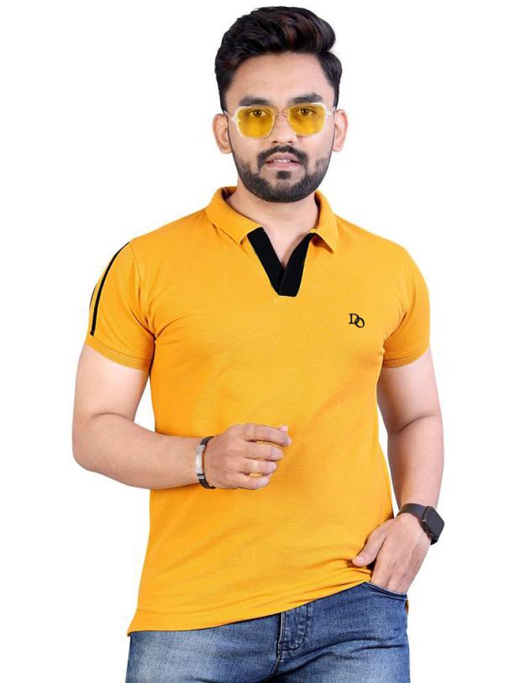     			DAAWEAR OUTFITS Lycra Regular Fit Solid Half Sleeves Men's Polo T Shirt - Yellow ( Pack of 1 )