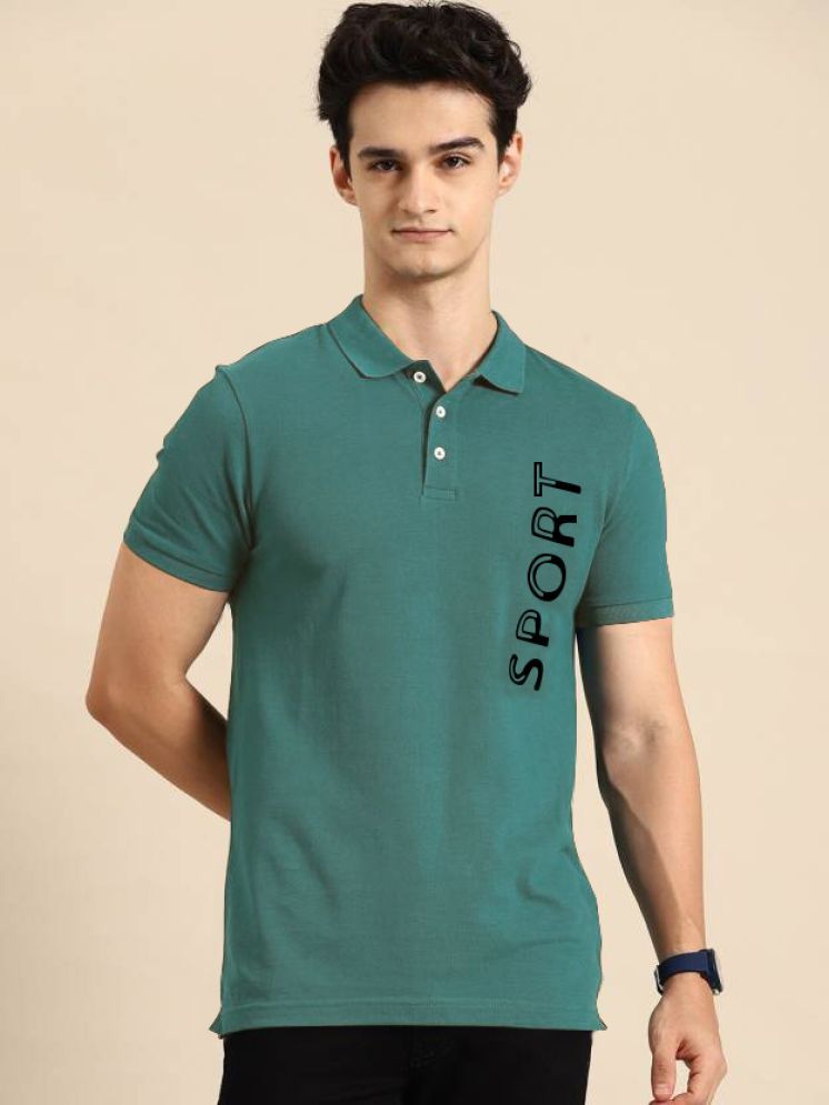     			DAAWEAR OUTFITS Lycra Regular Fit Printed Half Sleeves Men's Polo T Shirt - Green ( Pack of 1 )