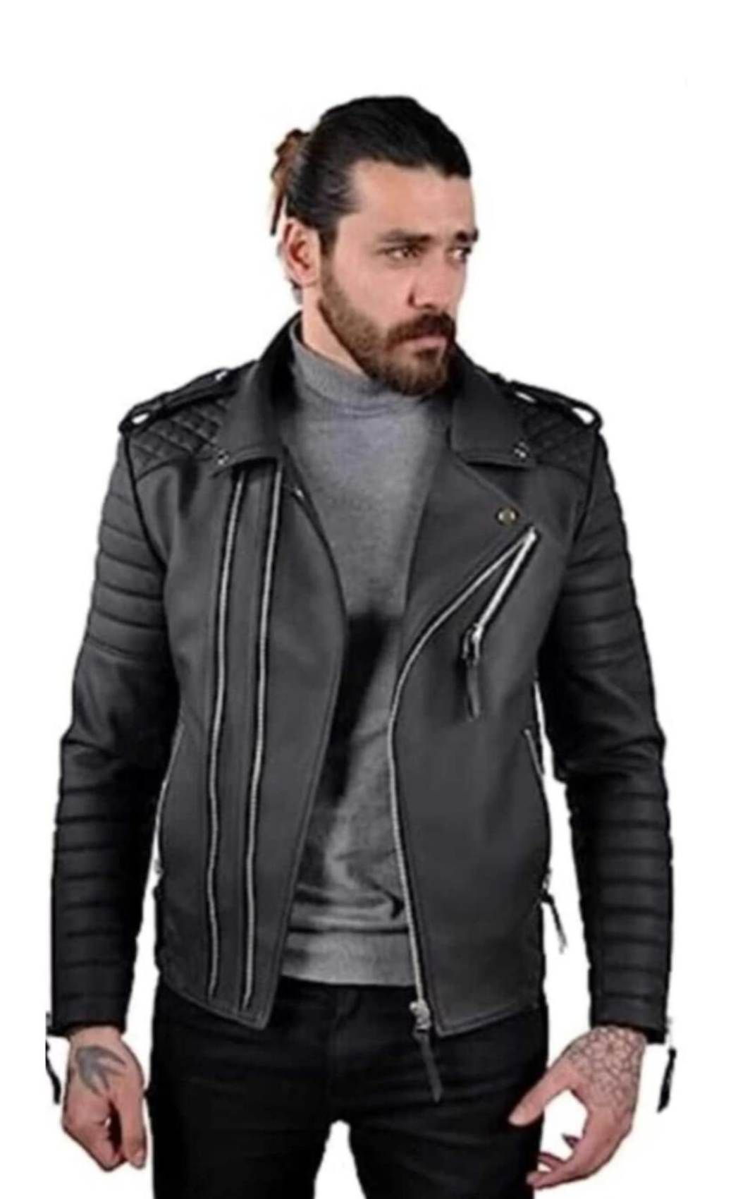     			DCENT KRAFT PU Leather Men's Biker Jacket - Black ( Pack of 1 )