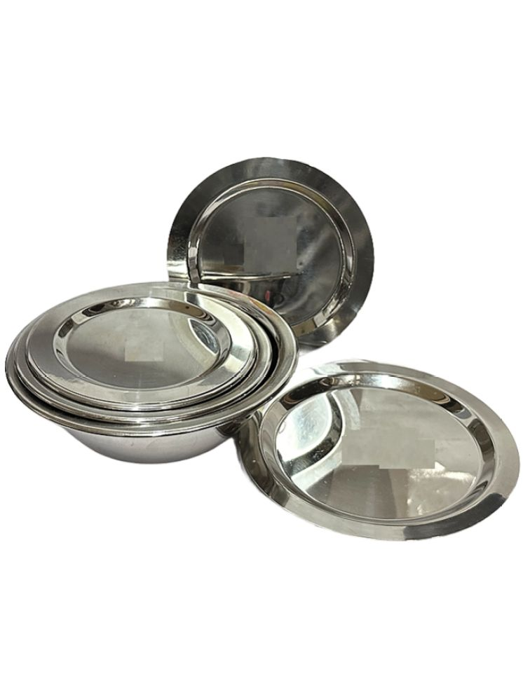     			Dynore 3 Pcs Serving Bowl Stainless Steel Plain Serving Bowl 20.5 cm ( Set of 3 ) Silver