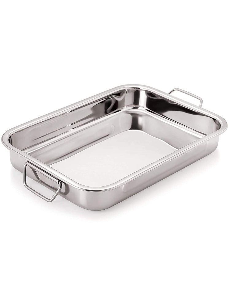     			Dynore Steel Lasagna Tray Plain Stainless Steel Serving Tray 3500 ml Silver ( Set of 1 )