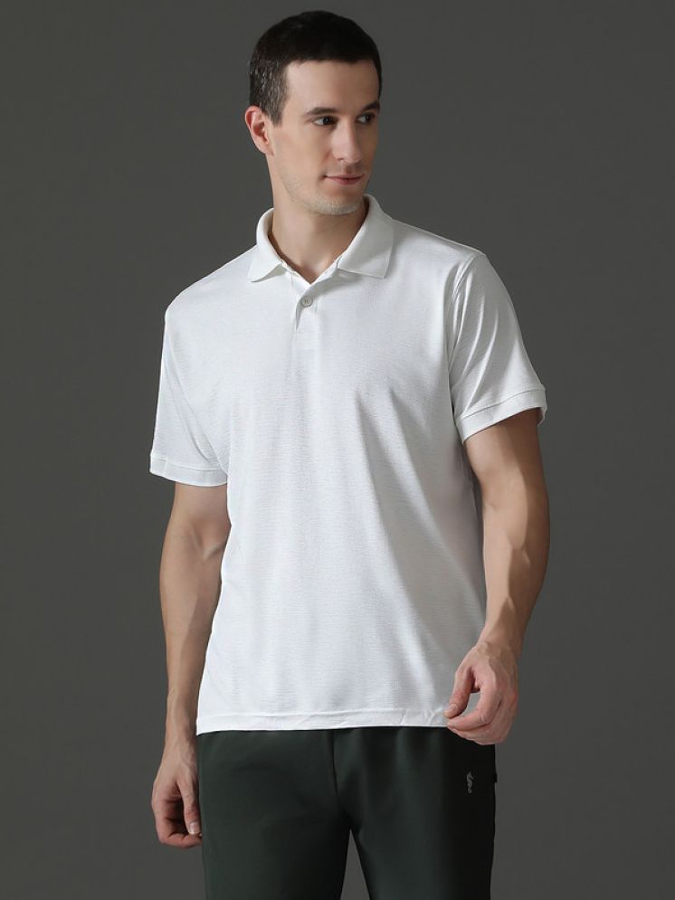     			EPPE Pack of 1 Polyester Slim Fit Solid Half Sleeves Men's Polo T Shirt ( White )