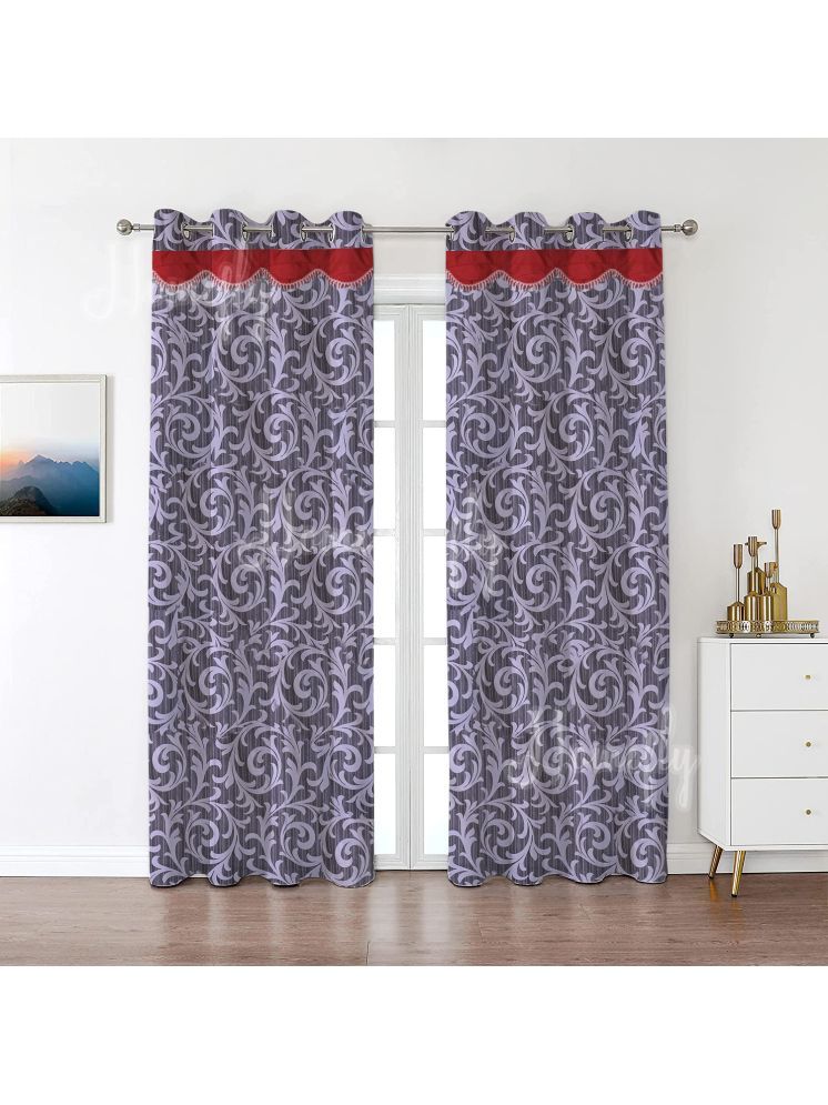     			HOMEFLY Nature Room Darkening Eyelet Curtain 5 ft ( Pack of 2 ) - Black